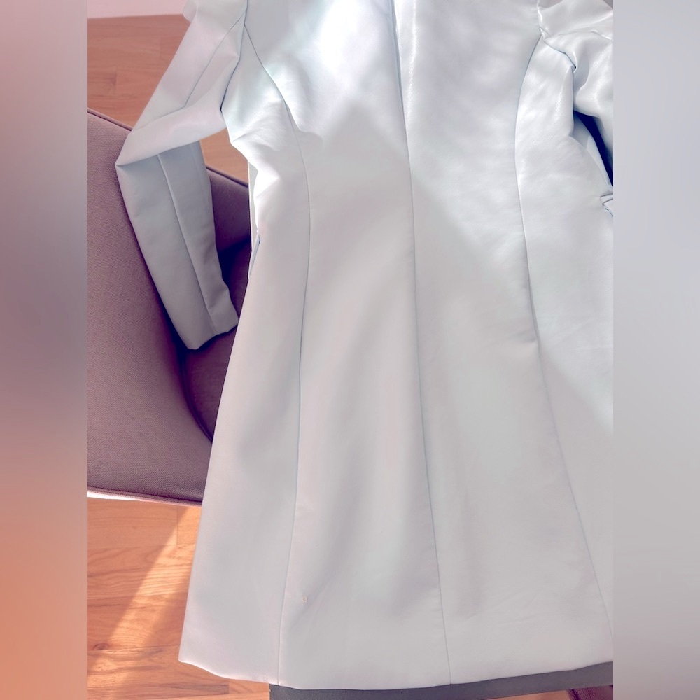 Vegan leather blue trench coat - Picture 6 of 7